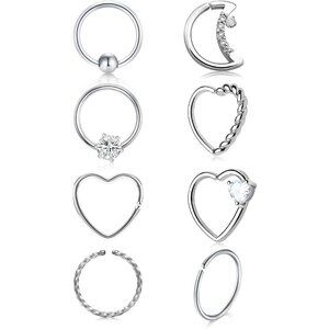 16g 20g Daith Earrings Heart Moon Daith Piercing Jewelry for Women Tragus Hoop S